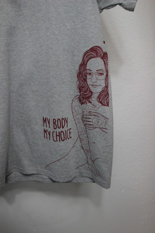 Shirt my Body my choice grau rot