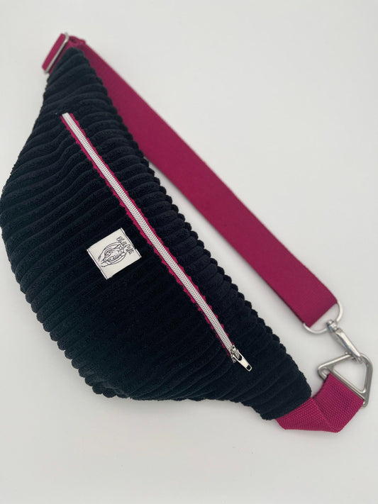 Crossbodybag/ Hipbag- , Schwarz, Kuschelcord