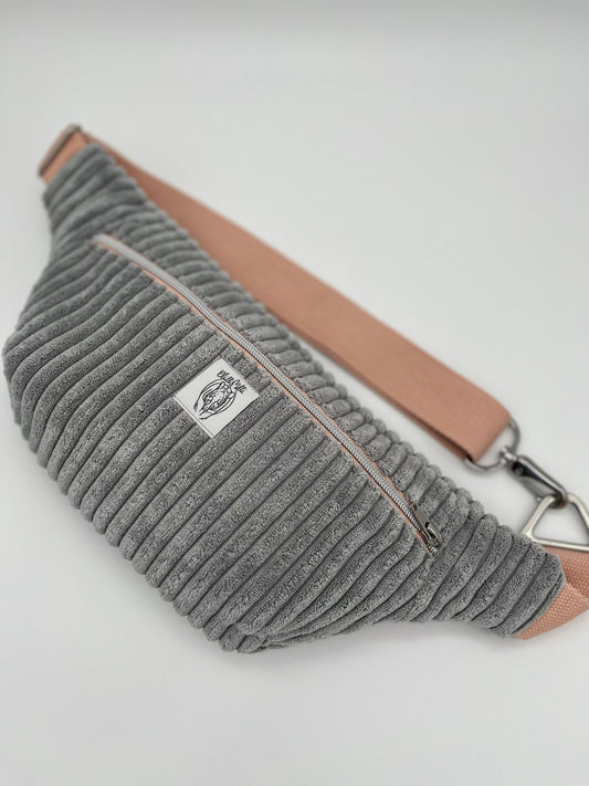 Crossbodybag/ Hipbag- Grau Kuschelcord